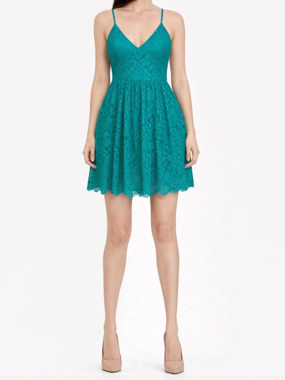 As U Wish Teal Lace Mini Dress Bohemian Coastal Size Large